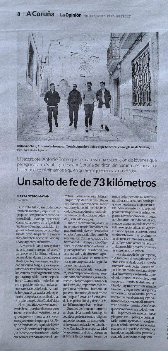 "Estaba pensando en alguna iniciativa para atraer a gente joven a alguna actividad de Magis, que es la plataforma de Pastoral con jóvenes de los jesuitas. Mucha gente me decía que era imposible, que no se podía hacer. Cuanto más me decían que era imposible, más me motivaba".