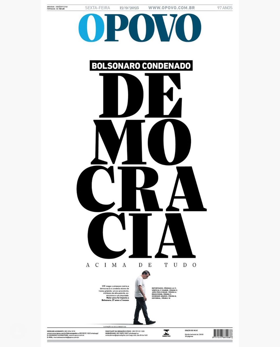 Irretocável e contundente, <a href="/opovo/">O POVO</a> 
Democracia acima de tudo!