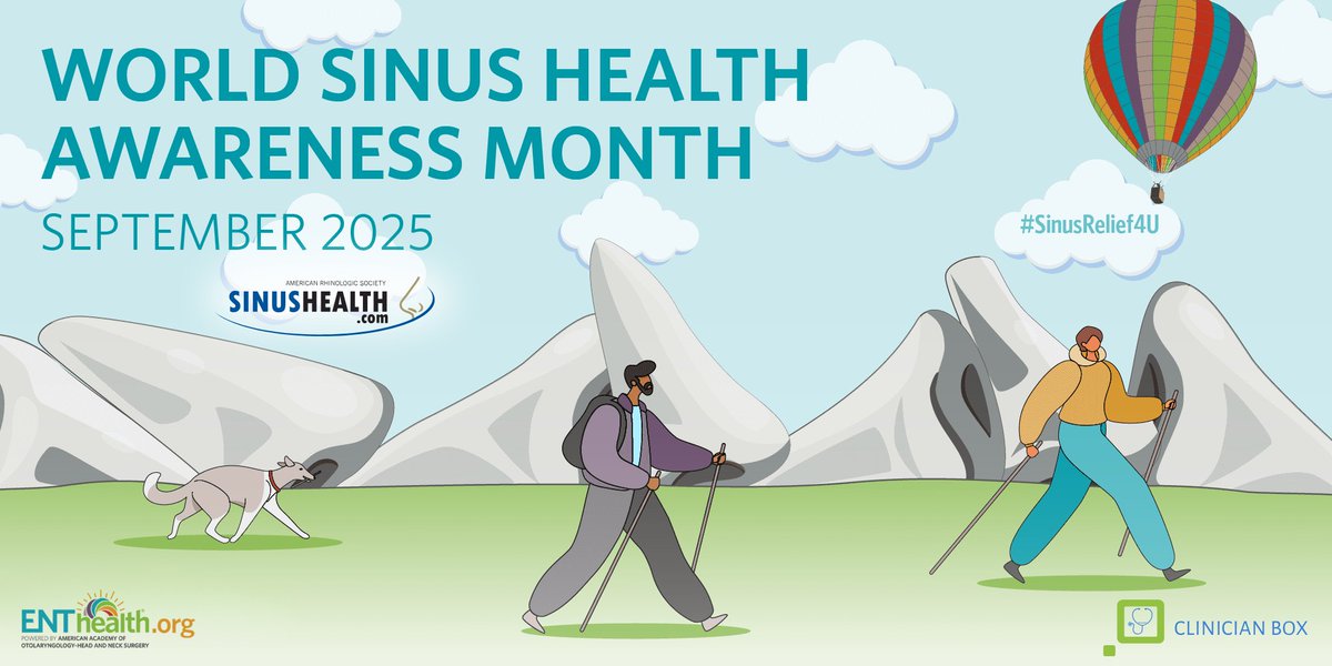 September is World Sinus Health Awareness Month! Learn more about your #sinus and #nasal symptoms and when to seek specialized medical care. #otolaryngology #SinusHealth4U <a href="/AAOHNS/">AmAcadOtolaryngology</a> @beENTsmart <a href="/ClinicianBox/">Clinician Box, LLC</a> @SinusHealth ENThealth.org/SinusMonth