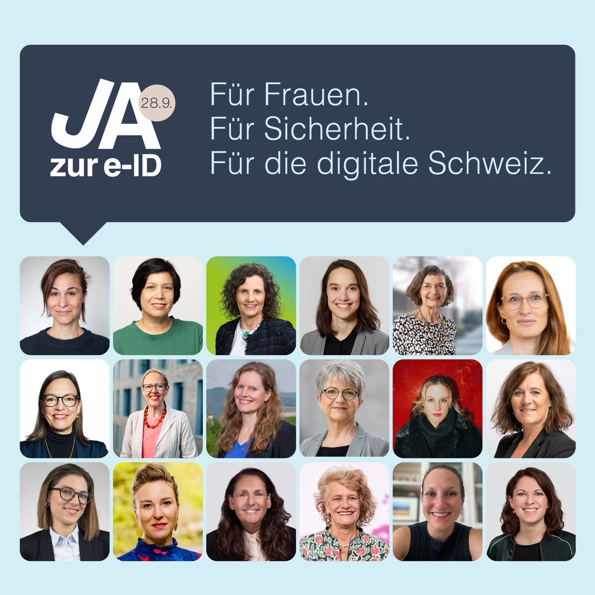 Frauen sind für die e-ID 
Mit der e-ID bewegen wir uns sicherer und souveräner im digitalen Raum. Bitte lasst euch von der kleinen aber lauten Gegnerschaft nicht beirren. Sie werben mit unqualifizierter Angstmacherei.