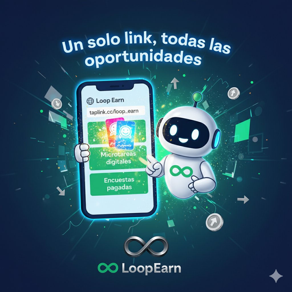 loop_earn's tweet image. Un solo link. Todas las oportunidades.

🔗 Nuestro Taplink reúne testing, microtareas y encuestas para generar ingresos online.

🚀 #LoopEarn And it’s just the beginning

👉 taplink.cc/loop_earn

#loopearnings #IngresosPasivos #Microtareas #ProductTesting  #GanarDineroOnline