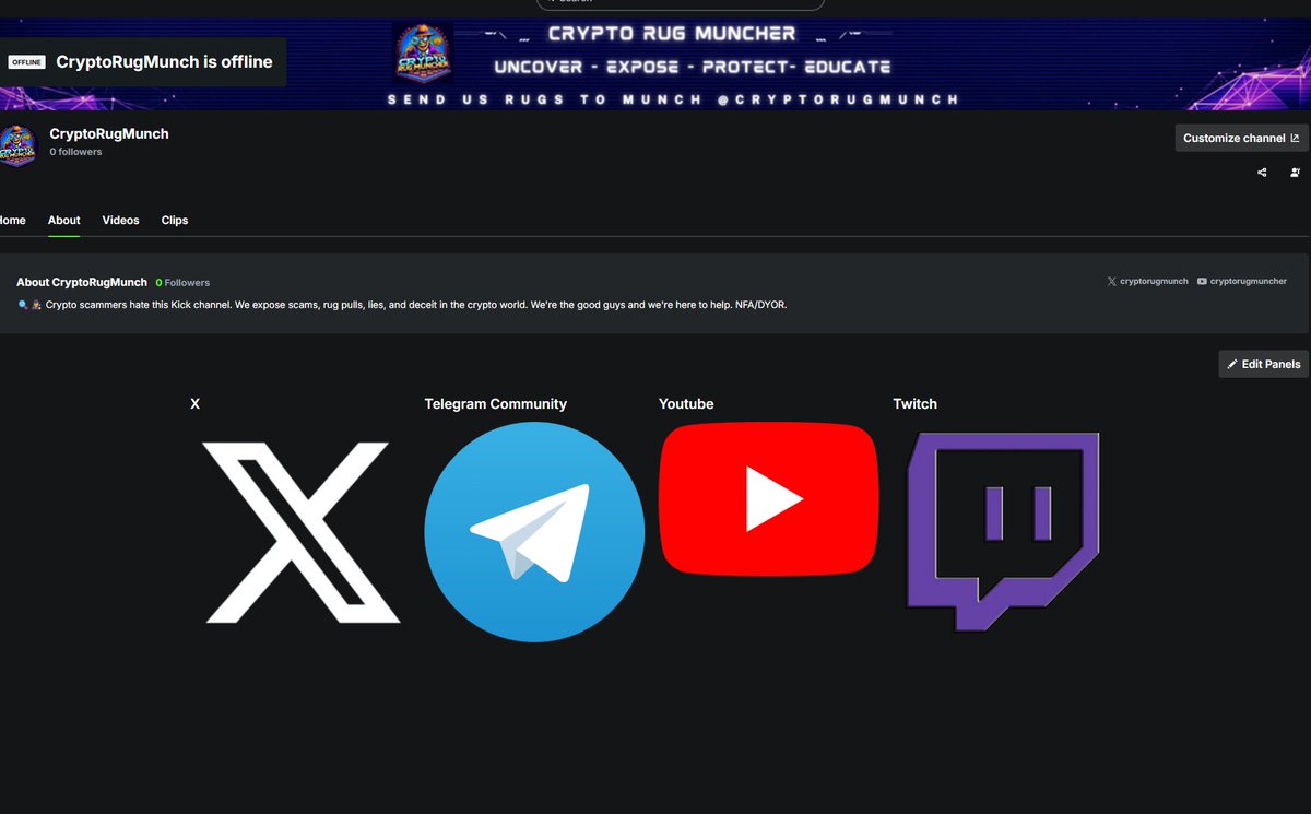 CryptoRugMunch's tweet image. The Ministry of Propaganda is live.

To broaden our reach and deepen our coverage in crypto, we’re launching additional social channels— YouTube, Twitch, Kick, and Rumble—where we’ll host broadcasts focused on educating the community about scams in the space.

Alongside our…