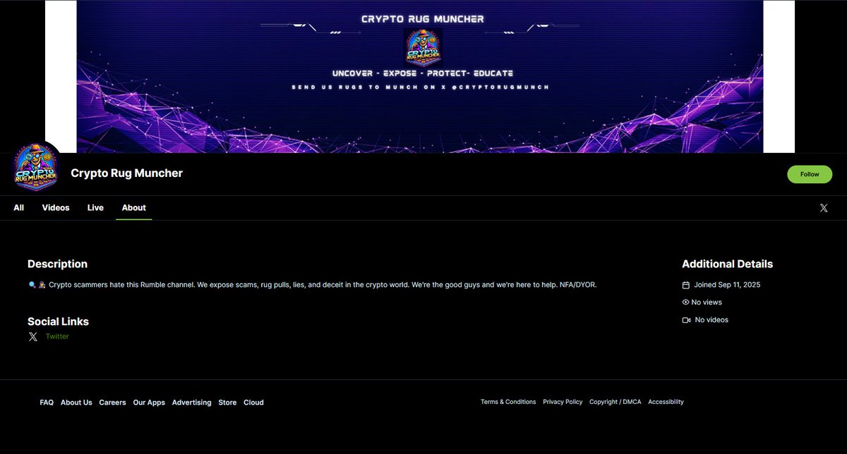 CryptoRugMunch's tweet image. The Ministry of Propaganda is live.

To broaden our reach and deepen our coverage in crypto, we’re launching additional social channels— YouTube, Twitch, Kick, and Rumble—where we’ll host broadcasts focused on educating the community about scams in the space.

Alongside our…