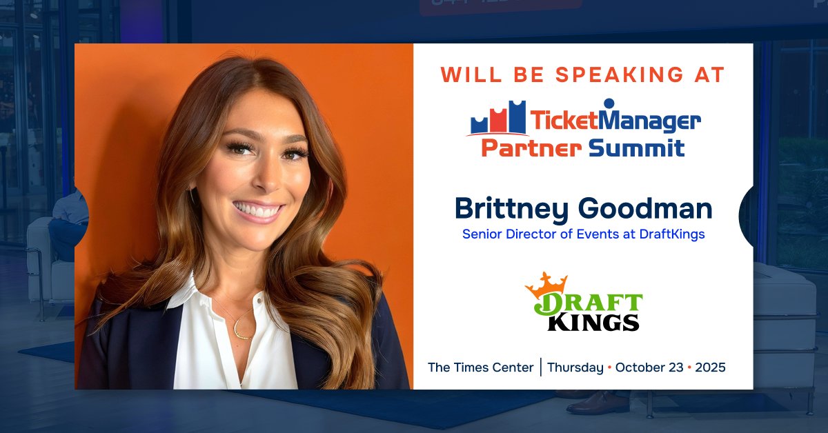 TicketManager's tweet image. Catch @DraftKings at #TMPartnerSummit on Oct. 23rd!

Brittney&apos;s insights bring huge value to live sports &amp;amp; entertainment leaders. 

Don’t miss her session🔥

Join her at no cost. RSVP: 👇ticketmanager.com/ticketmanager-…

#TogetherWeWin #DraftKings