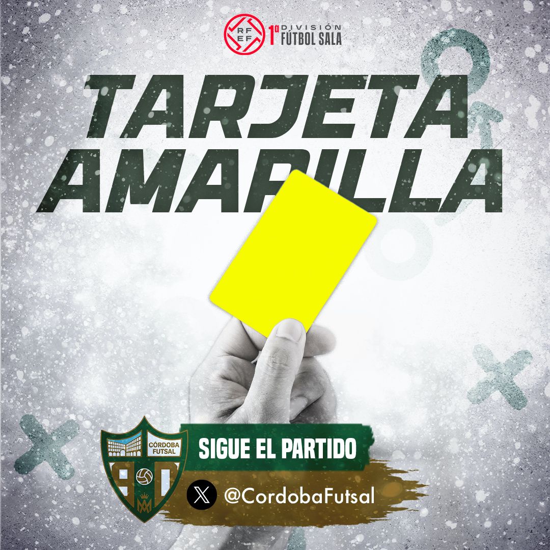 📢 6'. Amarilla al local Charuto tras una acción con Nacho Gómez. Tercera falta del <a href="/PalmaFutsal/">Illes Balears Palma Futsal</a>. 

🏆 1ª División - Jornada 3

⚽️ <a href="/PalmaFutsal/">Illes Balears Palma Futsal</a> 0-0 Córdoba Patrimonio

📺 <a href="/LaLigaPlus/">LALIGA+</a>

#PalmaCordoba #PrimeraDivisionFS