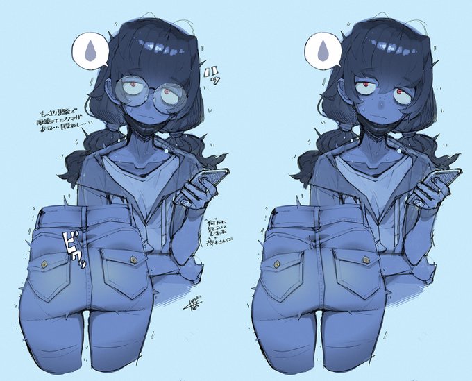 もっさり黒髪眼鏡に目の下にクマが楽しくて差分も描きました。表情もちょっといじった 