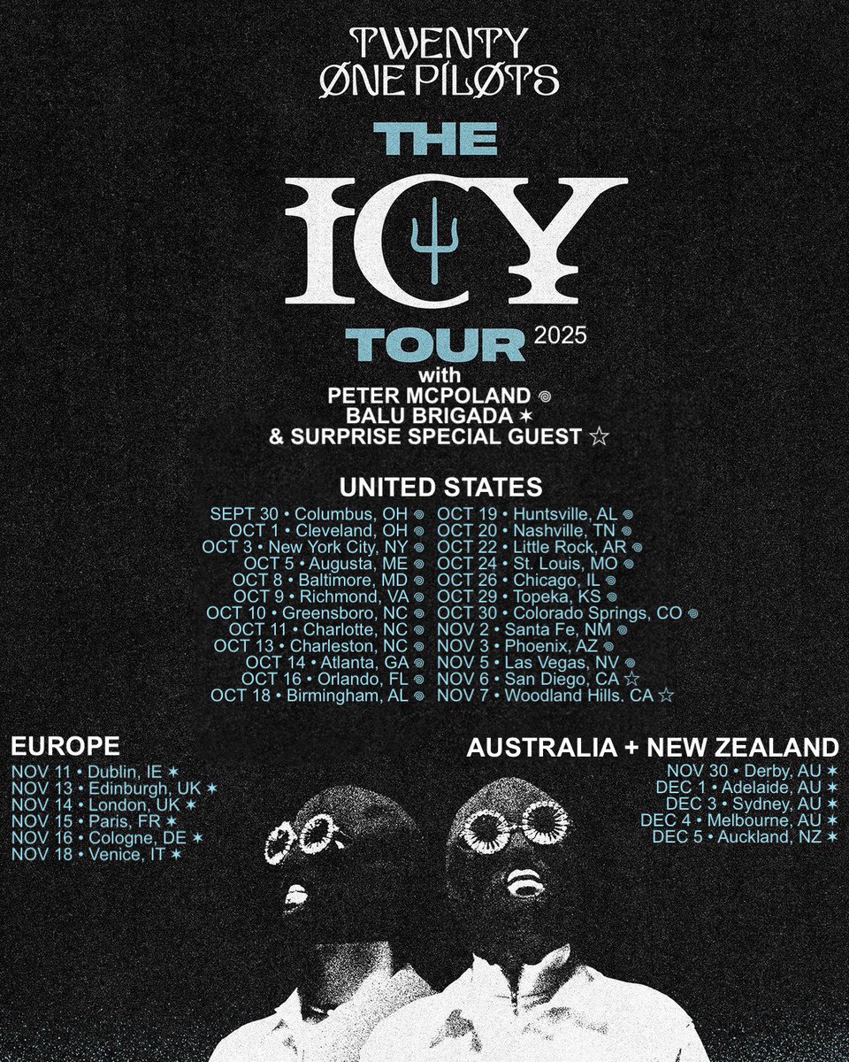 rcbelred's tweet image. twentyonepilots posted!

the icy tour kicks off at the end of the month. hope to see you there ψ