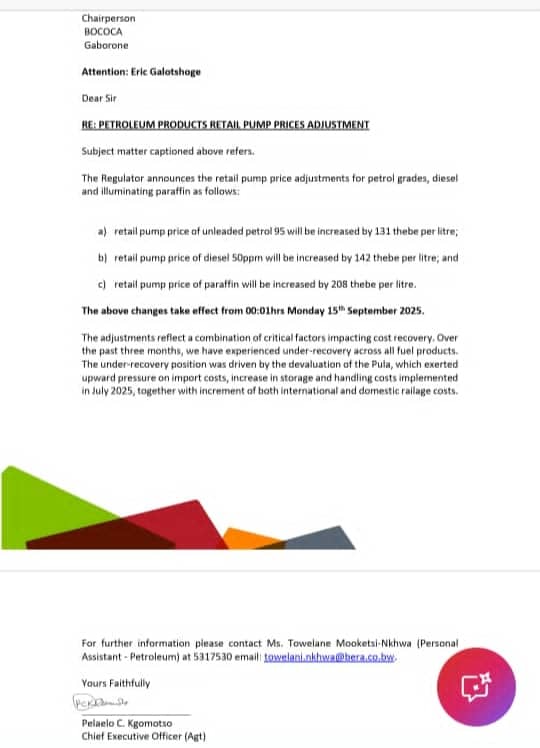 The increase is significant.  We are headed for a difficult holiday season.  Cost of living will significantly go up. As for diesel I feel really sorry for the farmers because the rainy season too is fast approaching