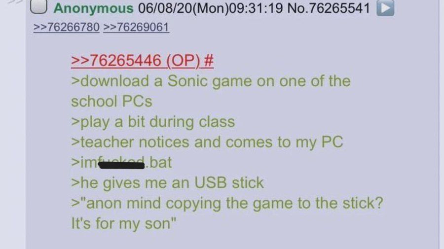 DailyGreentext's tweet image. Anon downloads Sonic game