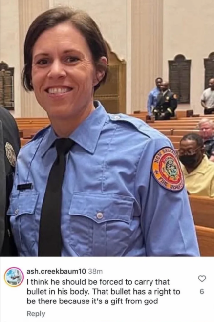 ALERT: 🚨  New Orleans Firefighter Ashley Creekbaum calls THE BULLET THAT TOOK CHARLIE KIRK'S LIFE "a gift from god."