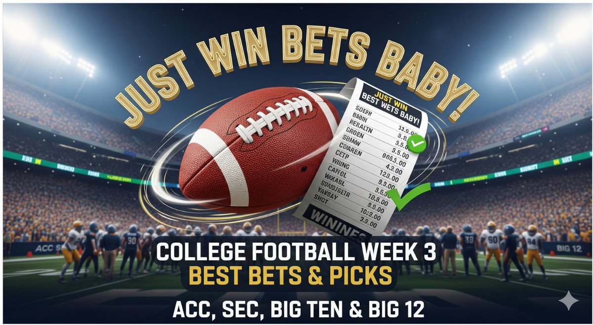 It's WEEK 3 in COLLEGE FOOTBALL &amp; we are live in about 30 mins.  Please join <a href="/ShaneJustWinBet/">Shane Just Win Bets</a> <a href="/JoeDaFan/">“JoeDaFan”</a> &amp; @TheWiseManMSU on our YOUTUBE CHANNEL at 8:30.  Please join us &amp; start winning with JUST WIN BETS BABY!

youtube.com/live/a9fudPEfN…

#CollegeFootball #CollegeFootballPicks
