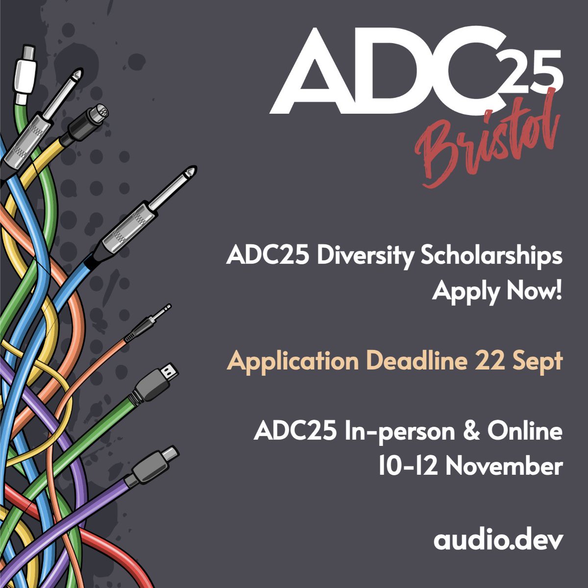 audiodevcon's tweet image. ✨ We’re proud to continue our commitment to #diversity and #inclusion at the Audio Developer Conference!
Apply now for an ADC25 Diversity Scholarship to receive a complimentary ticket to the 3-day event in Bristol (Nov 10–12).
👉 audio.dev/diversity/
#audio #developer