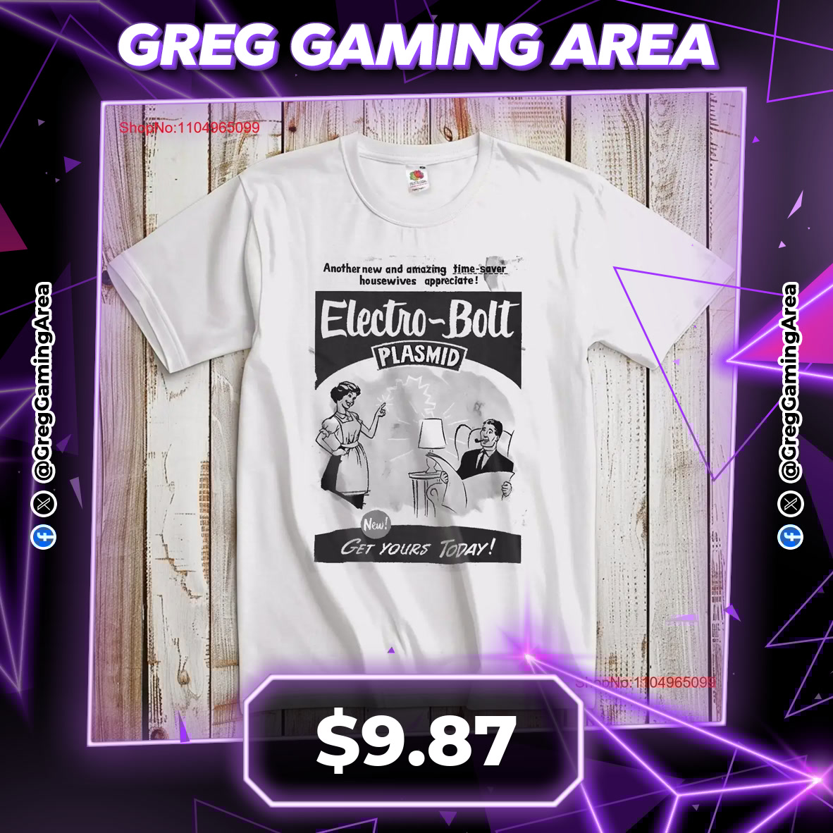 GregGamingArea's tweet image. ZAP INTO GAMING STYLE! ⚡️🎮👕

⚡️ Bioshock Electro Bolt Plasmid Logo T-Shirt Retro Black &amp;amp; White Vintage
💵 $9.87

🔗 s.click.aliexpress.com/e/_oDJeQu7

#Bioshock #RetroGaming #GamerFashion