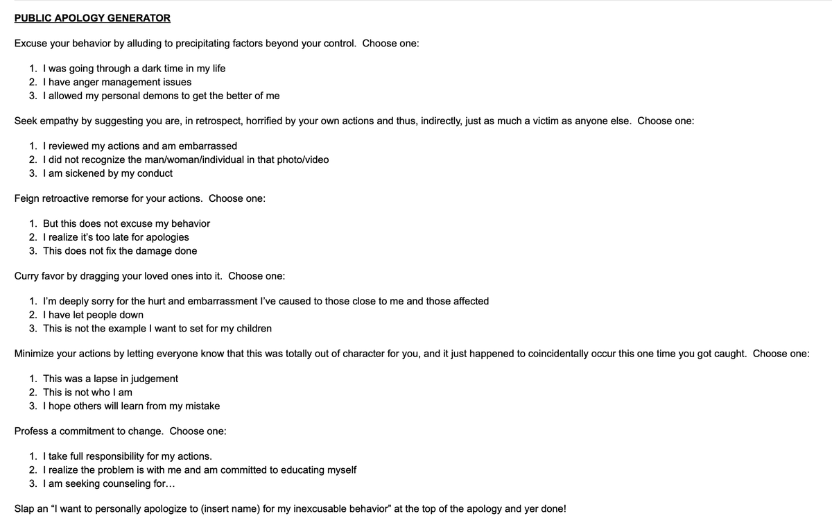 BaronDestructo's tweet image. Posted something stupid?  Need to do damage control with a quick public apology?  This Public Apology Generator has you covered!