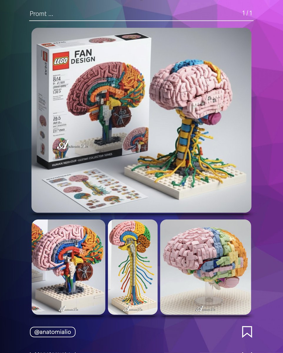 🤖Y si le pido a la IA “mostrame el sistema nervioso”… y me devolvió el mejor regalo posible 🧠😂 estamos a un prompt de tener un Lego de cada parte del cuerpo, y a dos prompts de imprimirlos en 3D y armarlos en casa 🧱🖨️