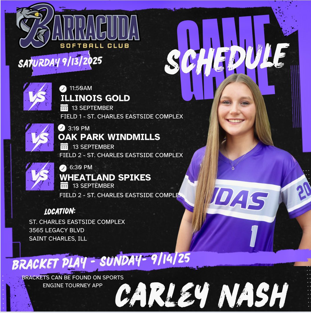 Carley headed to St Charles to play tomorrow! Good Luck #1 and the 16U Barracudas!