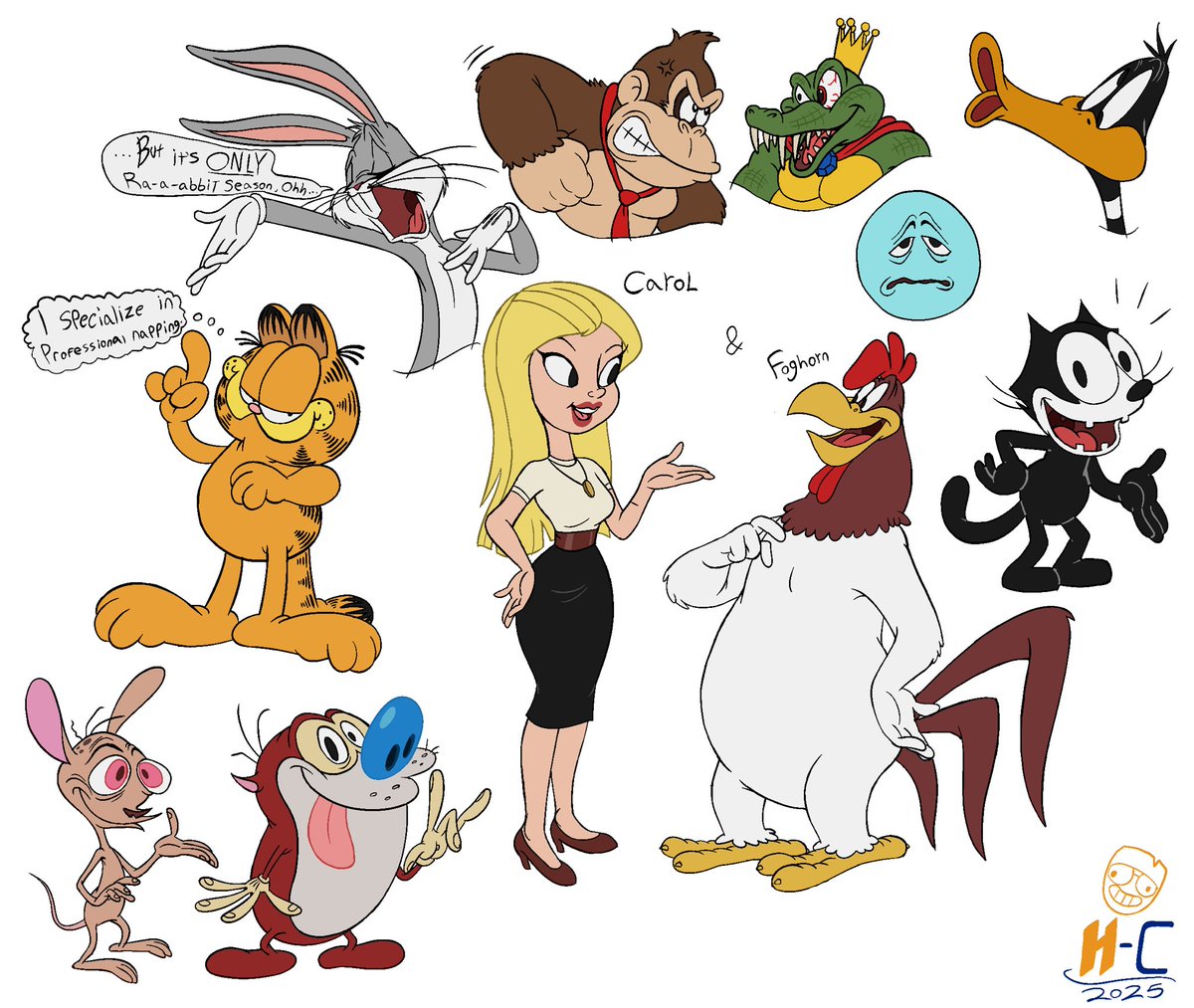Fan-art of a couple toons. #LooneyTunes #Garfield #FelixtheCat #DonkeyKong #Cartoon - Art by Hans-Cuff