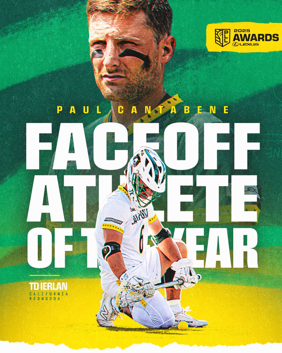 PremierLacrosse's tweet image. Your 2025 Faceoff Athlete of the Year, TD Ierlan 🌲

@td_ierlan 
@PLLRedwoods