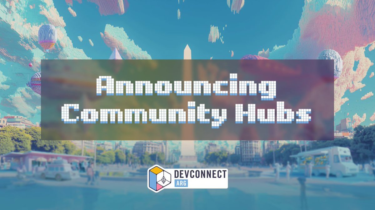 Announcing the 14 Community Hubs selected for the first Ethereum World's Fair! ✨

🔐 Privacy Hub
🌎 LATAM Hub
🛠️ Open Source Community Hub
🌱 Regen Hub
🎨 Onchain Art Hub
🧩 Account Abstraction Hub
🏢 Enterprise Hub
💳 Fintech &amp; Onchain Banking Hub
🗳️ Governance Geeks Hub
🖥️