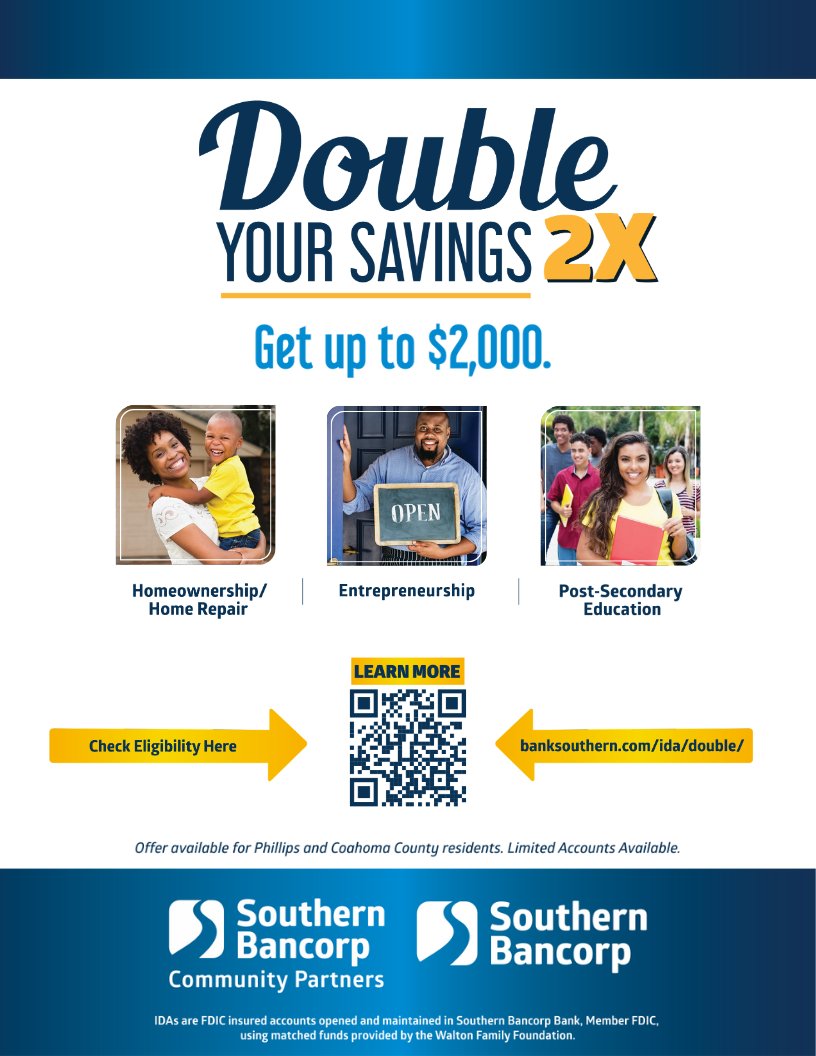 aehchc's tweet photo. Southern Bancorp is proud to launch a limited-time savings match program to help individuals and families build stronger financial futures. When you open a qualifying savings account and meet simple savings goals, Southern Bancorp will match your contributions—up to 100%! https://t.co/y84CNnlLC4