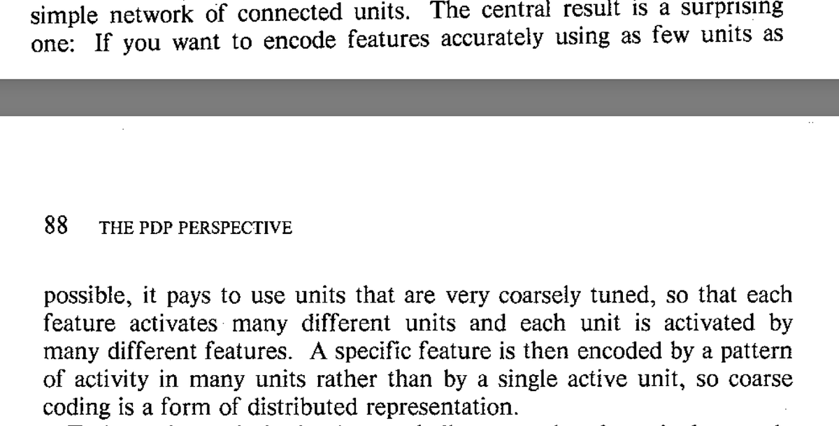 It took decades—and many of us—to (re)discover what Hinton described as coarse coding 40 years ago. He saw it clearly through simple 2D dot examples, not noisy, overcomplicated methods. He shaped the future by seeing it before anyone else.