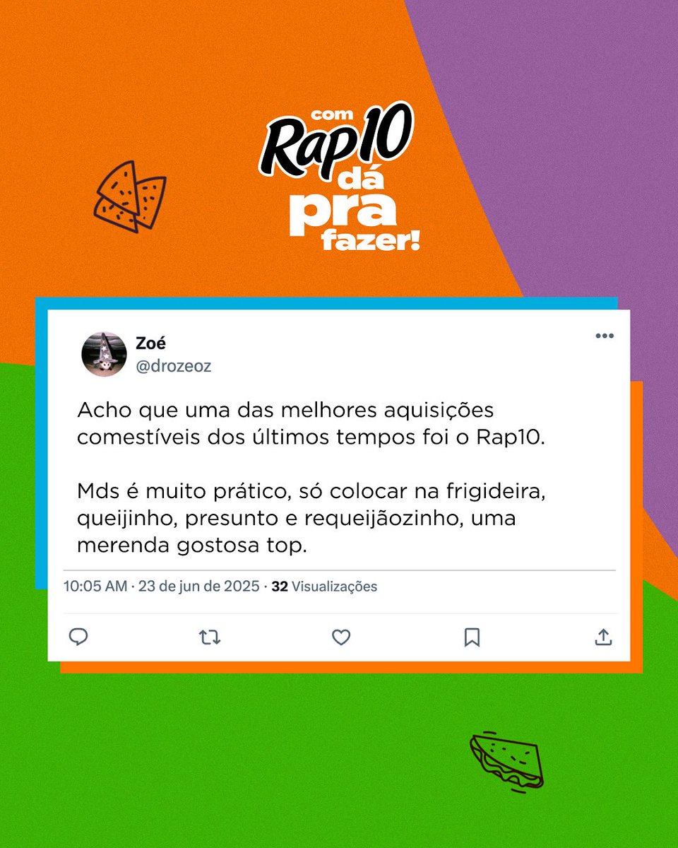 Rap10 sempre salva. É lanche pronto e delicioso em segundos. 

#Rap10 #DáPraFazer #ComRap10DáPraFazer #praticidade #receitas #dicas #lancherápido #comunidadeRap10