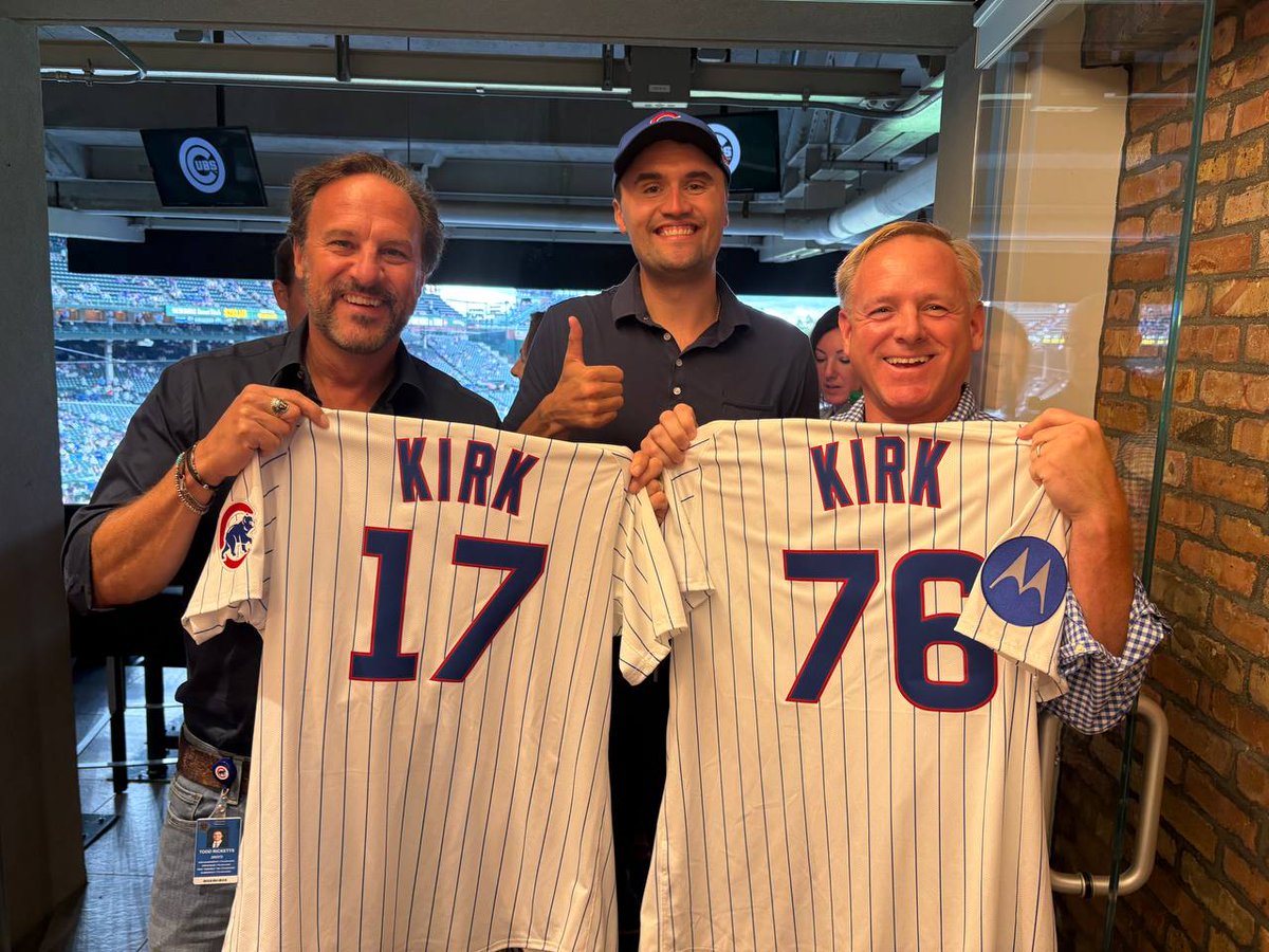 AndrewKolvet's tweet image. Thank you to the @Cubs for honoring Charlie Kirk. As a Chicago boy, he was a lifelong Cubs fan. Just a few weeks ago, he got to walk the field and shake the hands of some of the players after a 4-3 win for his hometown team.