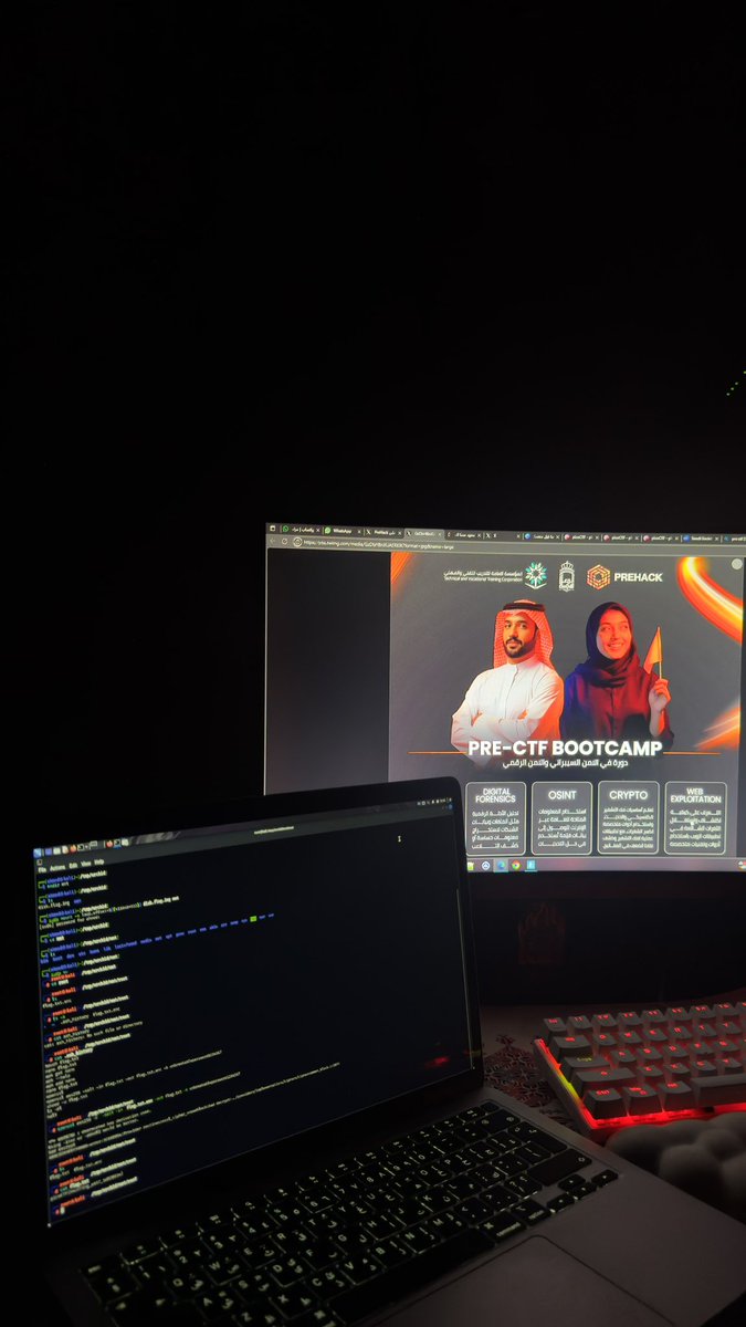 XY6U_'s tweet photo. الحمد لله، خلصت معسكر CTF مع فريق Pre Hack. كانت تجربة مليئة بالتحديات في أقسام مختلفة، وكل تحدي كان فرصة لتعلم مهارات جديدة وزيادة الحماس. شكراً لفريق Pre Hack على جهودهم الكبيرة.

“في الصور، بتشوفون جزء بسيط من المعسكر والتحديات اللي خضتها.

#PreHack #CTF #CyberSecurity https://t.co/E9Qmalv6RV