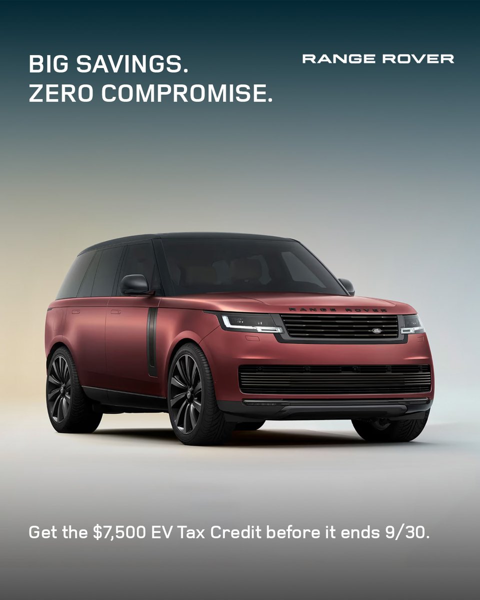 jlrhoustontx's tweet image. Your $7,500 Federal EV Tax Credit expires September 30th. Whether you lease or buy, now&apos;s the perfect time to experience electric for less. Schedule your test drive today. bit.ly/4lOin8h