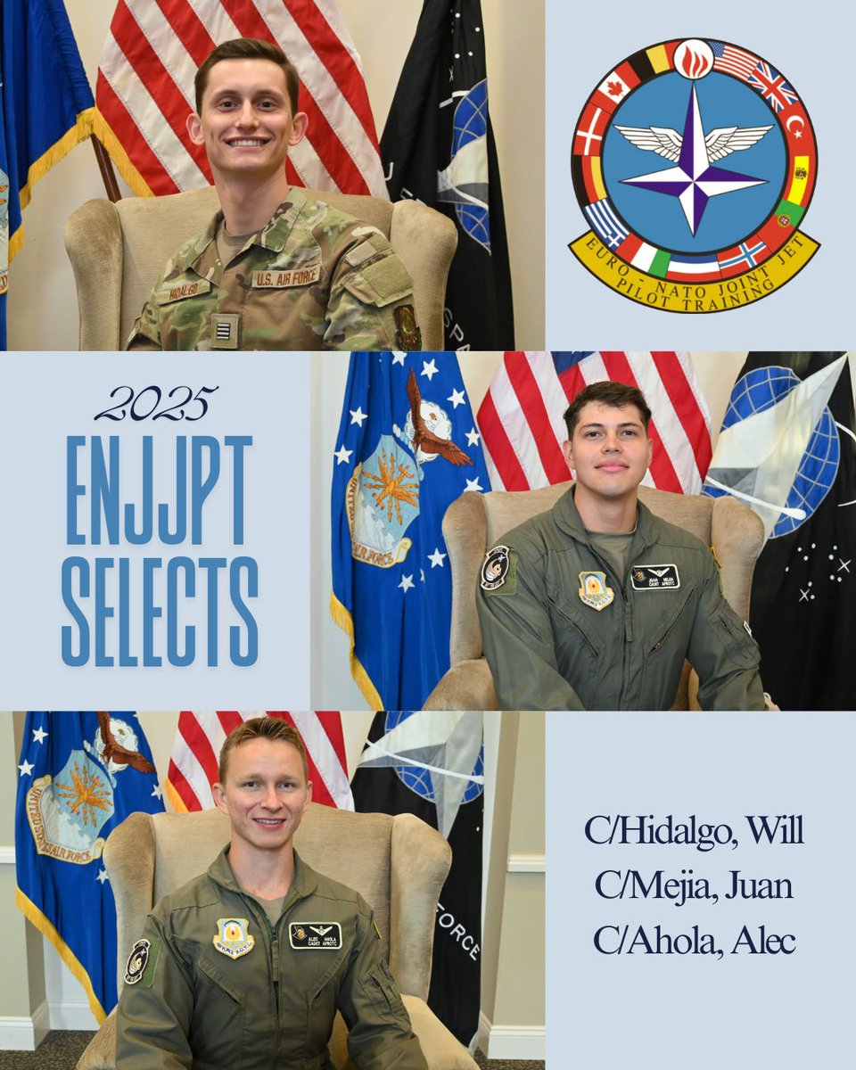 AFROTCDET159's tweet photo. This week some of our cadets were recognized for their amazing accomplishments.
Including our incredible ENJJPT Selects, impressive FT cadet awards and our GMC/POC of the month. 

ENJJPT Selects: C/Mejia, C/Ahola, C/Hidalgo
FT Awards
Top 10%: C/Baker, C/Suarez

#afrotc #det159 https://t.co/3YaVudqi8T