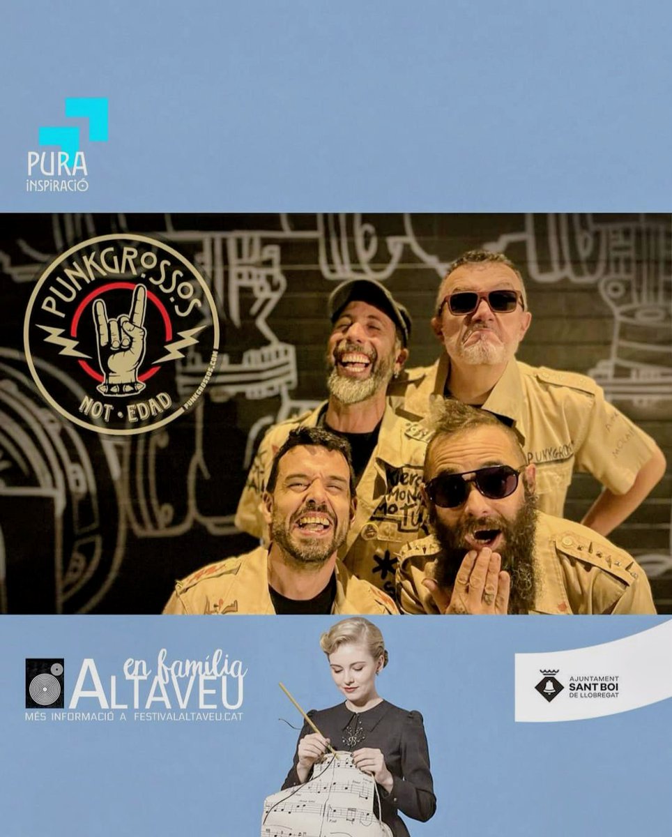 punkgrossos's tweet photo. Demà petits i grans us esperem per saltar, ballar i cridar a ritme de punkrock! Al @FestivalAltaveu de Sant Boi de Llobregat, a les 12h a la Plaça de l'Ajuntament. Punk not edad!! 
#altaveuenfamilia #festivalaltaveu #santboidellobregat #punkrock https://t.co/4SE5nCtqEk