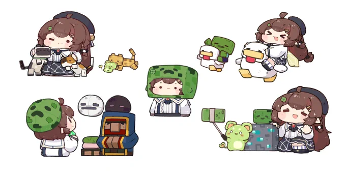 依頼してもらったVtuberの 凪砂さん クリーパー帽子のデザインがお任せだったので 四角くなっていただいたのだ