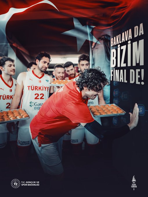 sabah's tweet photo. Gençlik ve Spor Bakanı Osman Aşkın Bak'tan paylaşım:

Baklava da bizim final de!

#12DevAdam  #GururlanTürkiye! https://t.co/jT80MZ7AIX