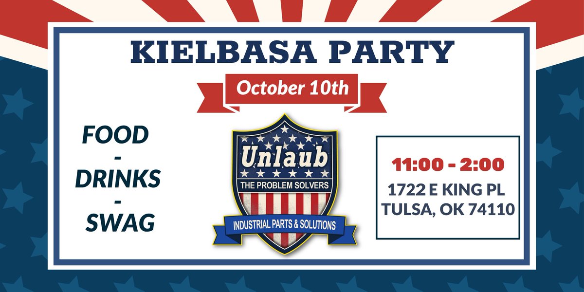 🇺🇸  Red, White, and… Basa? 🇺🇸 

Join us on Friday, October 10th, 2025 for our Annual Kielbasa Party!
RSVP here buff.ly/e7Ud6zK 

#RedWhiteAndBlue #KielbasaParty2025 #Tulsa