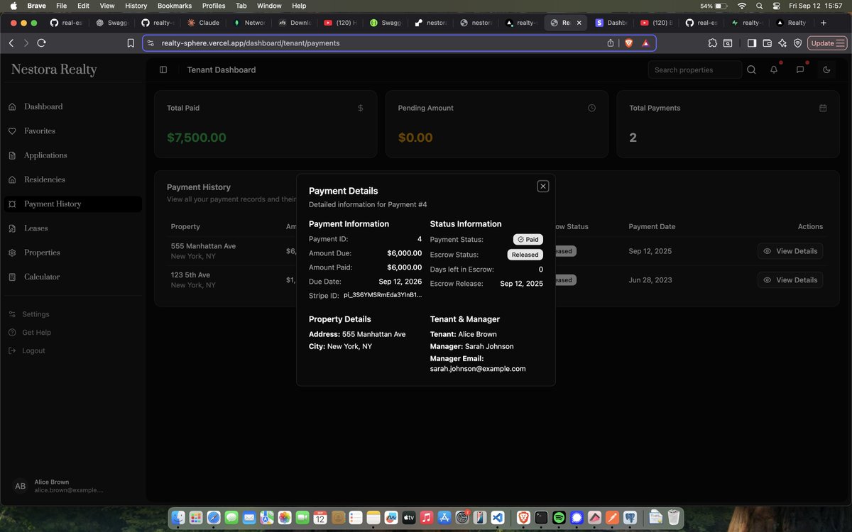 abolorreeeee's tweet image. Built a Full-stack real estate platform that connects tenants to landlords.
✅ Property listings by landlords 
✅  Easy application by tenants 
✅  3-day escrow payments released only after tenant satisfaction with the property
 with Nextjs & Express
realty-sphere.vercel.app