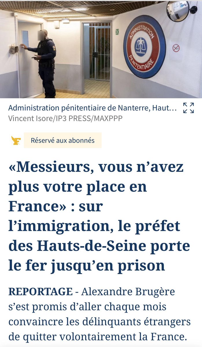 « Délinquants étrangers : vous n’avez plus votre place en France »

C’est le message que le préfet des Hauts-de-Seine, Alexandre Brugère, a porté directement auprès des détenus étrangers de la maison d’arrêt de Nanterre.

Avec de premiers résultats : +52% d’éloignements depuis le