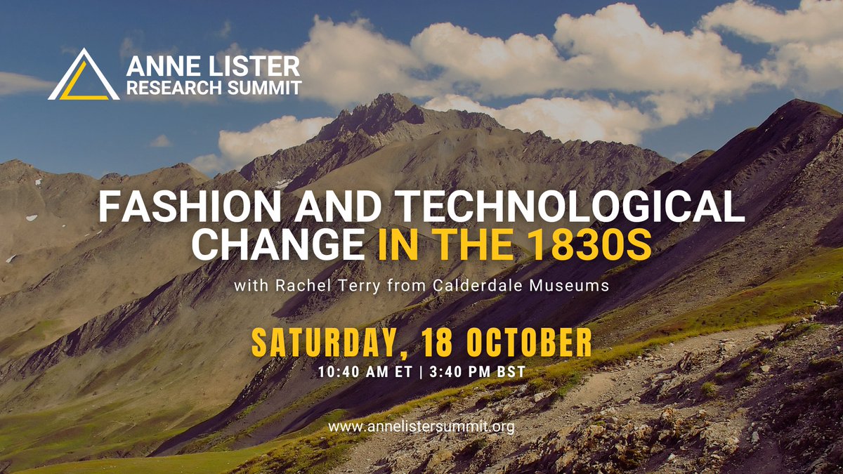 alistersummit's tweet image. How did the mill wheels of Halifax spin fashion forward?

Rachel Terry explores how 1830s tech, from weaving to fashion plates, helped shape style in #AnneLister’s world.

🗓️ Sat. 18 Oct | 10:40am ET / 3:40pm BST
🎟️ Free: eventbrite.com/e/anne-lister-…