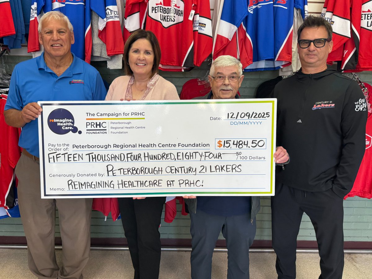 Thank you, <a href="/PtboLakersLax/">Peterborough Century 21 Lakers</a> for joining the Campaign for PRHC as official ambassadors this past MSL season.
With the help of the entire Lakers community, the Lakeshow raised $15,484.50 in support of <a href="/PRHC/">PRHC</a>.👏
Together, we’re reimaging health and care, close to home.💙