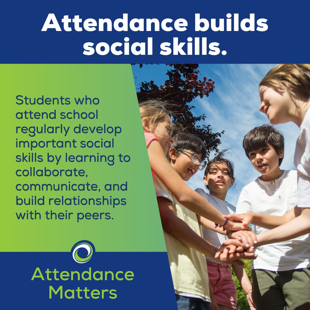 Students who attend school regularly don’t just grow academically—they also learn to collaborate, communicate, and build meaningful relationships with their peers.

Being present helps kids feel connected, confident, and part of a community. Let’s show up and grow together! 👫