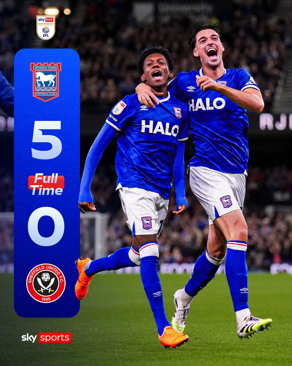 Ipswich Town’s first league win of the season comes in style with a 5–0 triumph against Sheffield United! 🚜🤩