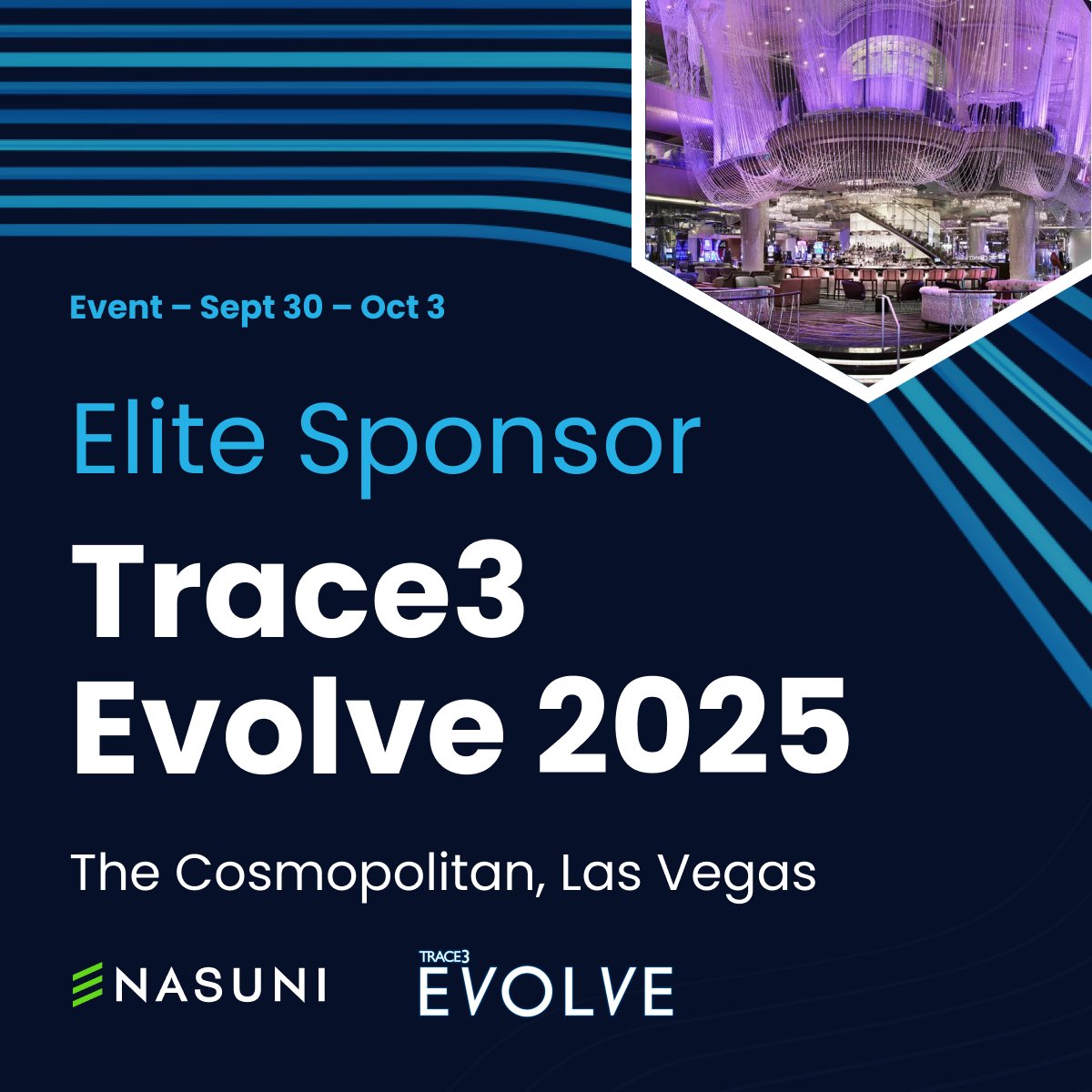 Nasuni's tweet image. Proud to be an Elite Sponsor at this year&apos;s @Trace3 Evolve in Las Vegas, NV!

Join @Nasuni as we #Evolve together with Trace3. 🤝 Reserve your spot today and learn more about #Trace3Evolve ➡️ bit.ly/4lhu0Ej

#Nasuni #Trace3 #TechnologyPartner #PartnerFirst #LasVegas