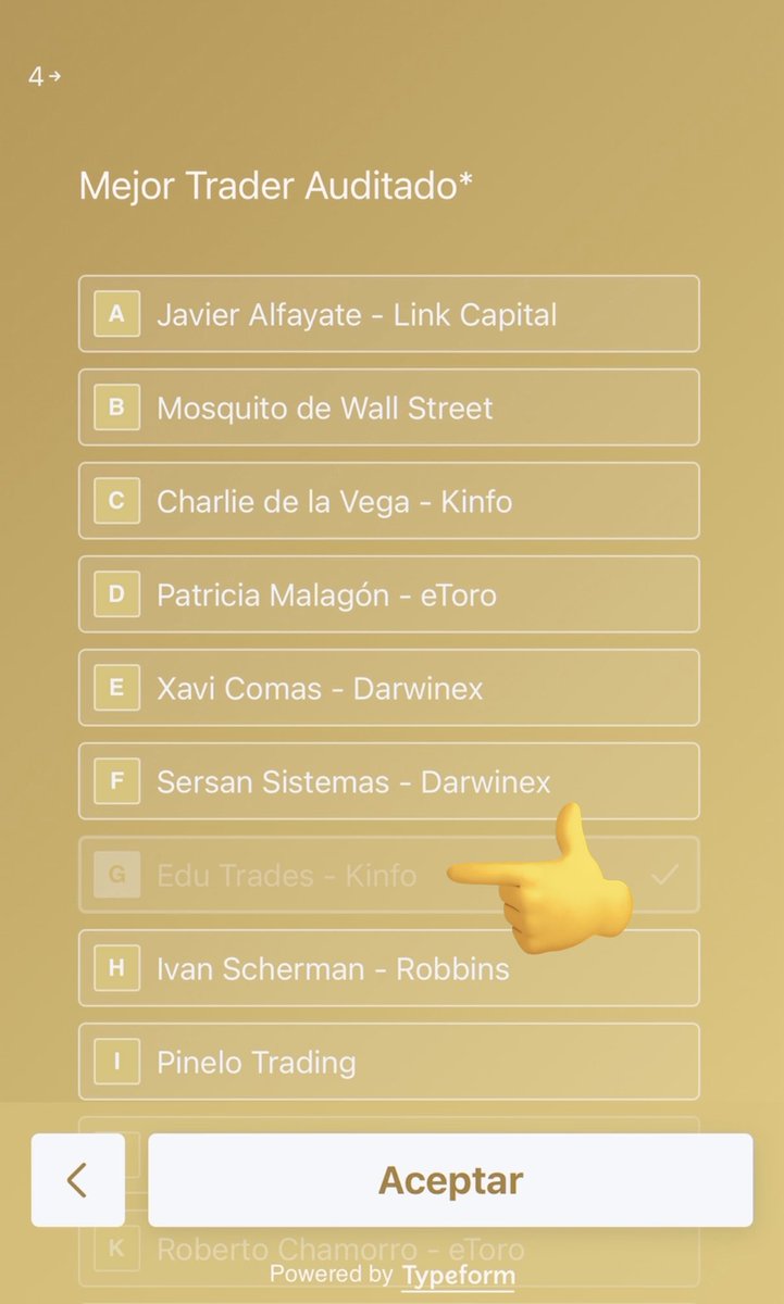 Voten en los premios <a href="/Rankia/">Rankia</a> para Mejor trader Auditado

9tj3lypdfqh.typeform.com/to/BowKUCDc

900% 2024
2100% 2021-2023
2025 800%

All time $2.6M 

verificado por <a href="/Kinfo/">Kinfo</a> 

Es la 4ta votación. Si no sabes por quién votar en los otros, scroll down y pon NO SE

Mis amigos Víctor y A
<a href="/Akrabolsa/">Akrabolsa</a>