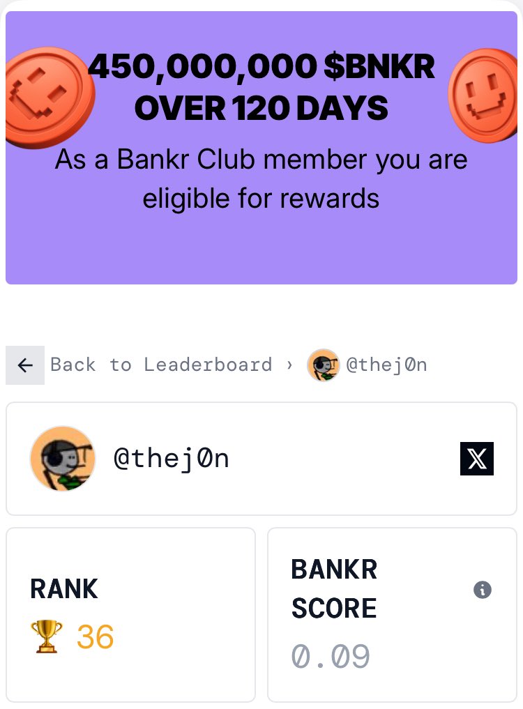 Bankr rank 36 👊

And yes we receive 450million $bnkr over 120 days ! ! !

And……….  We get insane airdrops!!! 🤯

I fcking love <a href="/bankrbot/">Bankr</a> 🙌🙌🙌