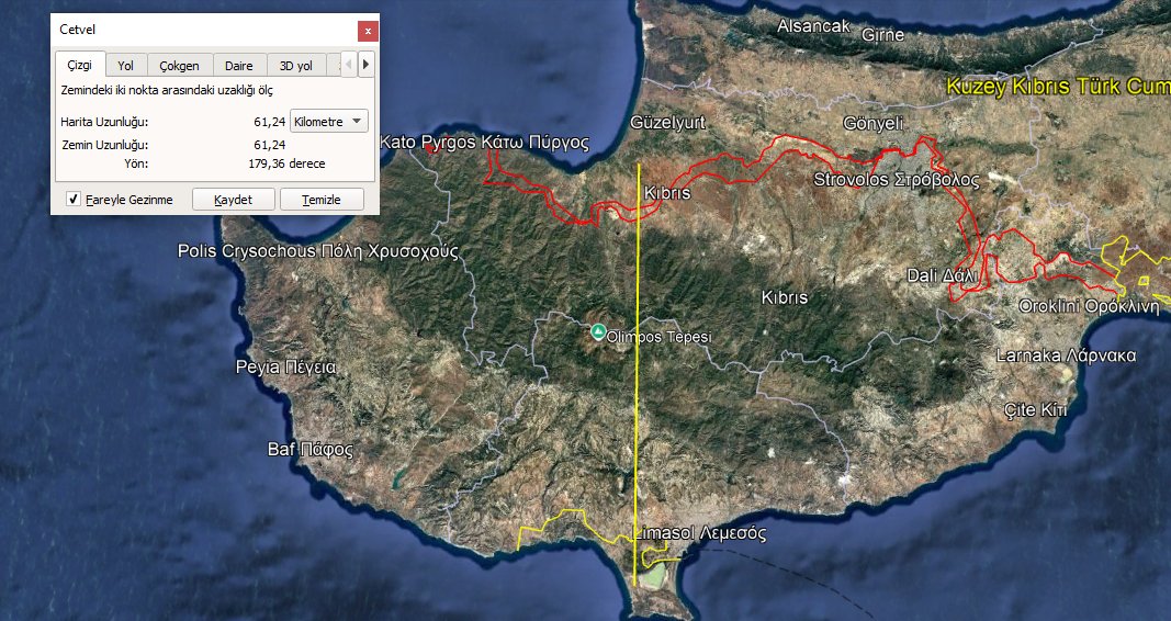 Neden Trodos dediğimizi anlayamayan şahıslar için BARAK Radarını bizim atış sahamızın en uzak yeri AKROTİRİ üssünün yanındaki Limasol Tuz Gölü yakınına koyalım. Bizim Lazer Güdümlü Roket namlularımıza 61km menzilde.

İşte simulasyondan da görüleceği gibi bu noktadaki,

🚩BARAK