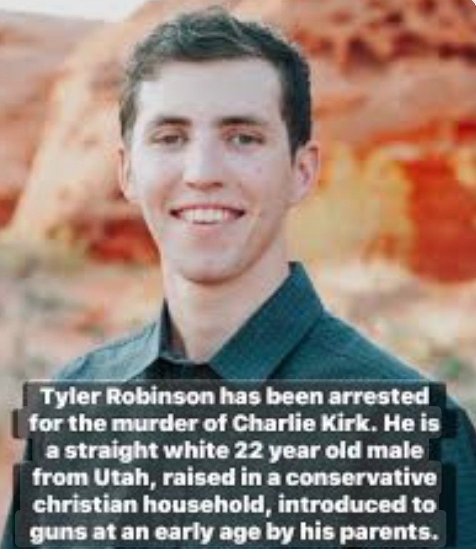 eldamon's tweet image. White, Christian male - son of an ex cop now minister. Raised in a Christian, gun advocating Republican family. Ladies &amp;amp; gentlemen, here is your shooter. You can stand down off the blame and harmful rhetoric now. Unless you&apos;re declaring war on the church or guns. #CharlieKirk