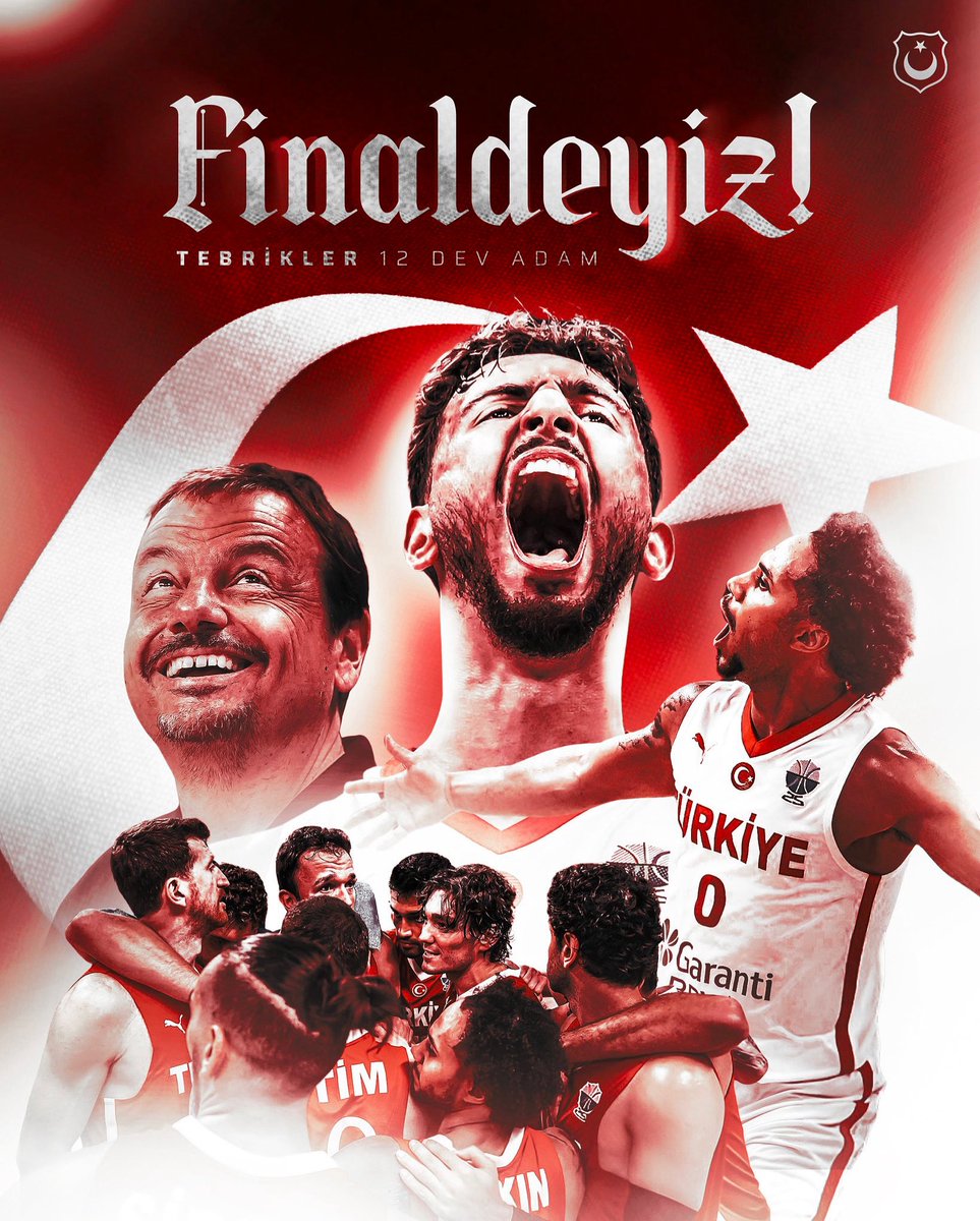 akleventozkan's tweet photo. 🇹🇷 12 Dev Adam finalde!
A Milli Basketbol Takımımız gösterdiği büyük mücadele, azim ve inançla finale yükseldi.
Tüm kalbimizle yanındayız, şampiyonluk yolunda dualarımız ve desteğimiz sizlerle.
Haydi 12 Dev Adam, kupa sizin olacak! 🏀🏆🇹🇷 https://t.co/W3ecgUNXAg