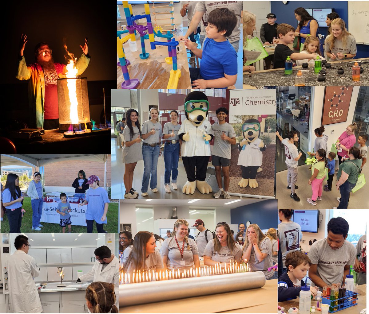 TAMUChemistry's tweet photo. The 2025 Chemistry Open House will be on Saturday, October 18, 2025, from 10am - 3pm at the ILSQ  @TAMU. Exciting science demos, fun hands-on activities, and the famous Chemistry Road Show, all for FREE! @TAMUArtSci @TAMUChemistry. Mark your calendar now and join us! https://t.co/f97ysBGC6I