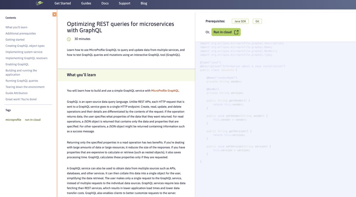 OpenLibertyIO's tweet image. 🔍 Build smarter APIs with #GraphQL on #OpenLiberty
This guide shows you how to use #MicroProfile GraphQL to combine data from multiple services and let clients query exactly what they need.

📘 Try it here: ibm.co/6018ByRys

#Java #APIs #Microservices #MicroProfileGraphQL
