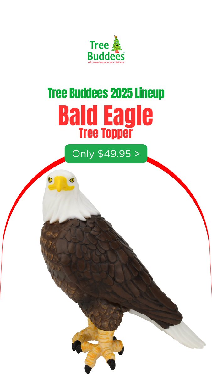 TreeBuddees's tweet image. Top your tree with FREEDOM.
#BaldEagleTreeTopper #TreeBuddees