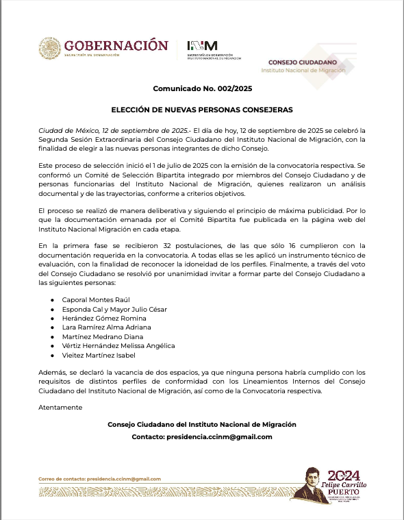 Consejo Ciudadano del INM tweet media